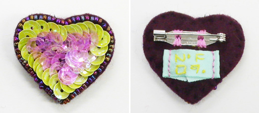 キラキラハート（小）　ピンク×黄