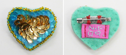 キラキラハート（小）　水色×ゴールド