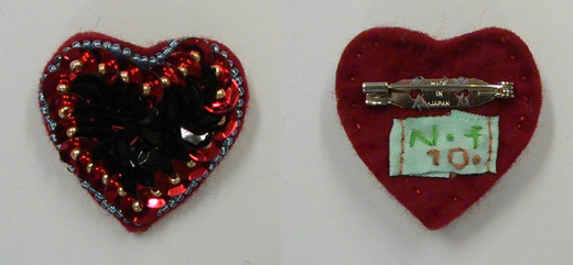 キラキラハート（極小）　赤×黒