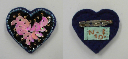 キラキラハート（極小）　黒×ピンク