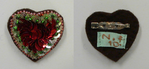 キラキラハート（極小）　白×赤