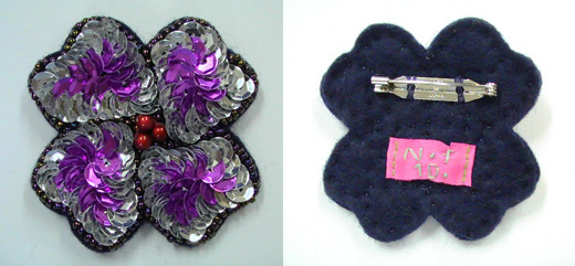 キラキラ花　シルバー×ピンク