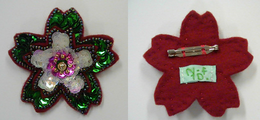 キラキラ花　（ダブル花びら）　赤×緑