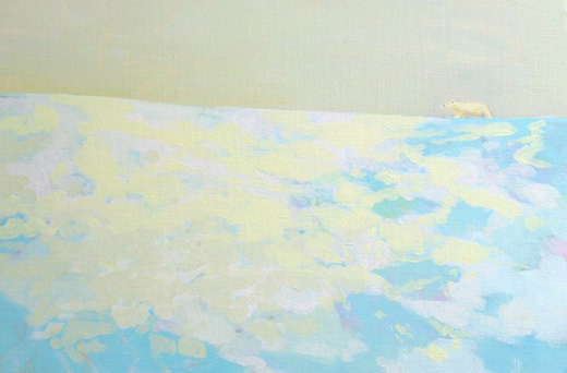 Polar bear and snow mountain