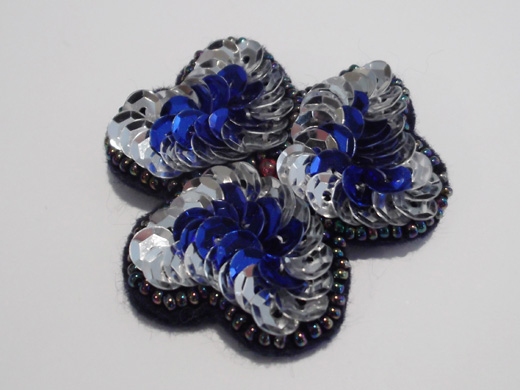 キラキラ花(3つver)シルバー×青