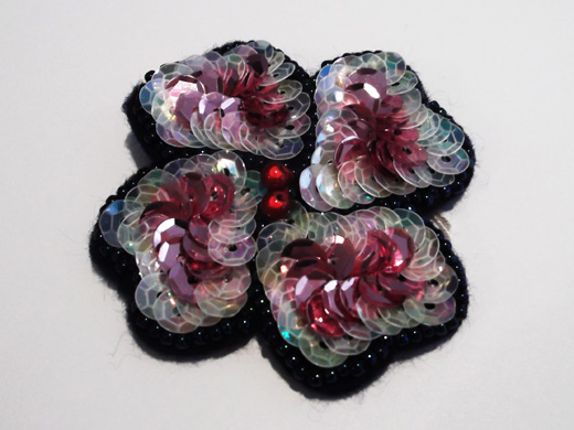 キラキラ花　白×ピンク