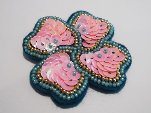 キラキラ花　ターコイズ×ピンク