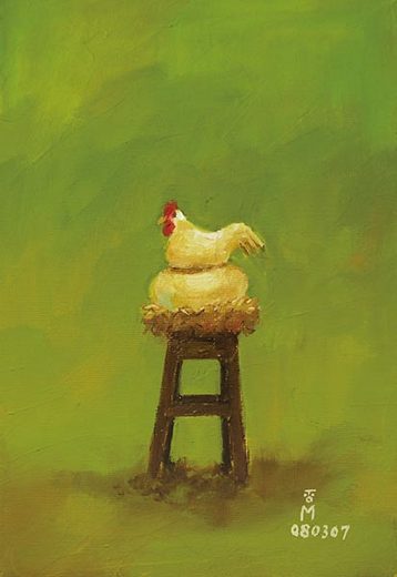 徹夜で卵をあっためる(アクリルバージョン )