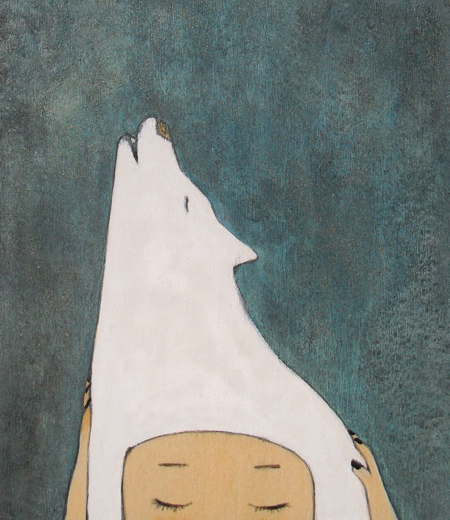 白い犬でばんまち