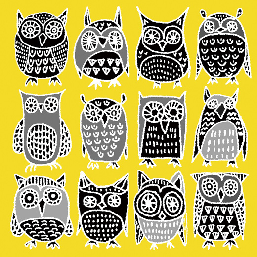 12匹の知恵フクロウ yellow