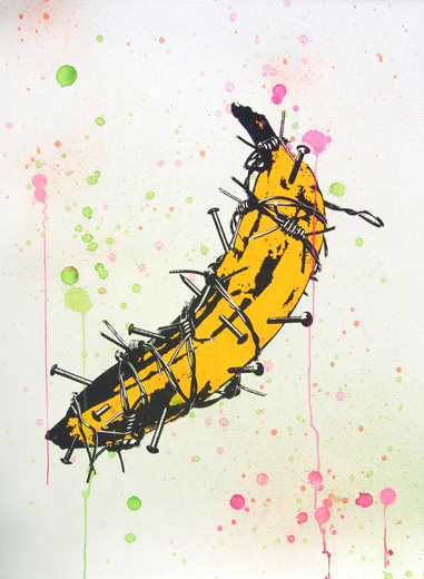 Spiked banana(screenprint×watercolor) ED:1/1 ♯3