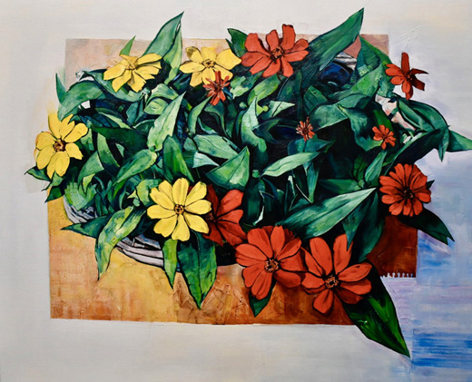 バケットに入れた花