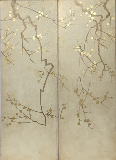 梅図2枚組 右隻