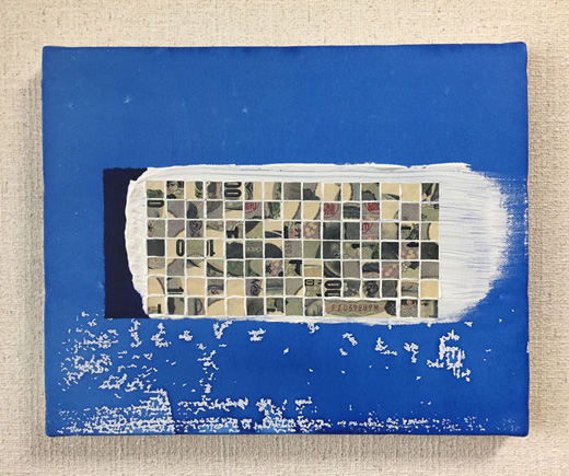 1,000￥ cut paste Automatic No.FZ039289M Indigo white leave