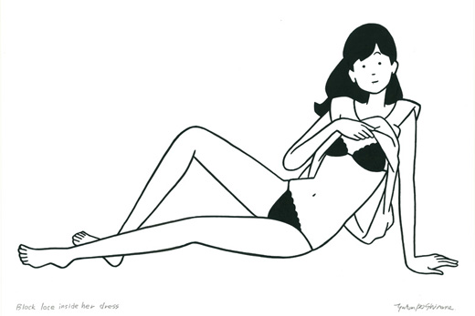 Black lace inside her dress