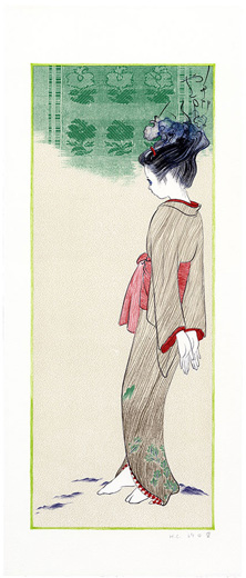 やまの杉 (版画集「歌木立」より)