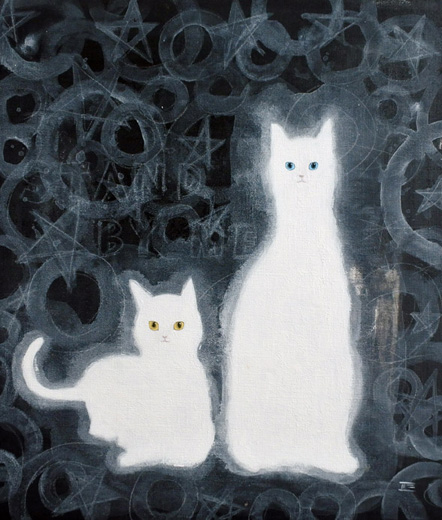 白もやの猫2匹