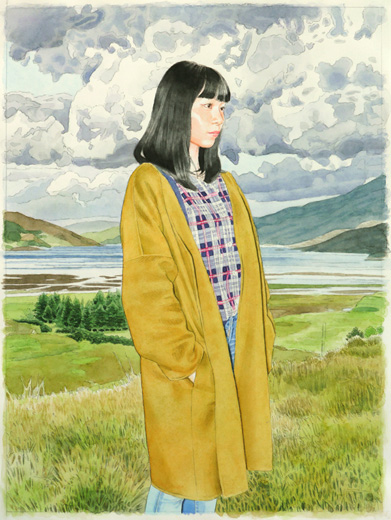 snap shot drawing (yellow coat)