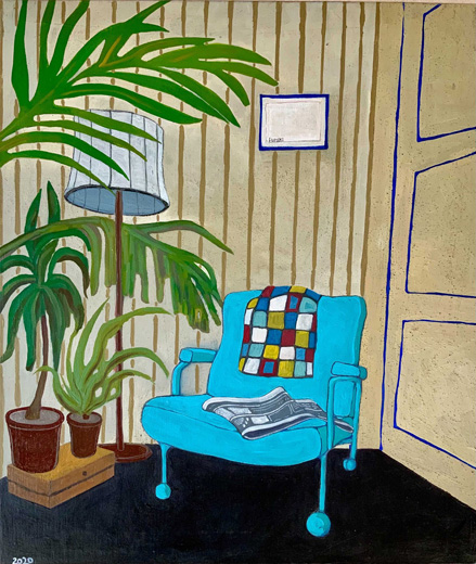 blue arm chair