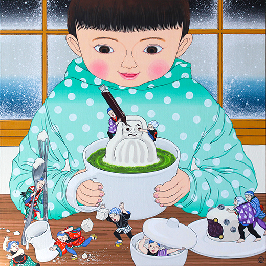 子供雪遊びの家 ラテアート