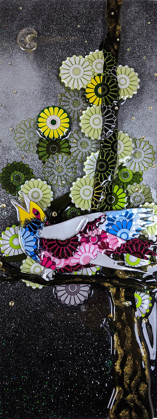 Dollarbird in the flower