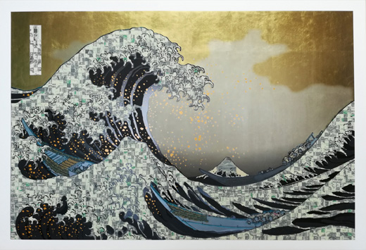Realcamo AutomaticWAVE black Gold sky silver cloud gold splash $Camouflage