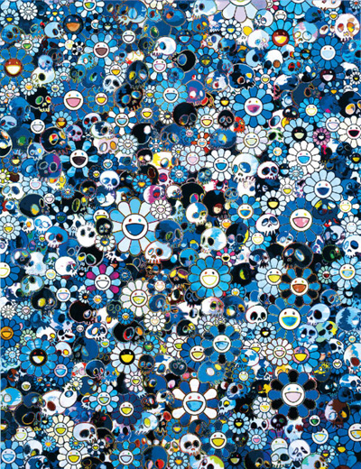 Blue Flower & Skulls