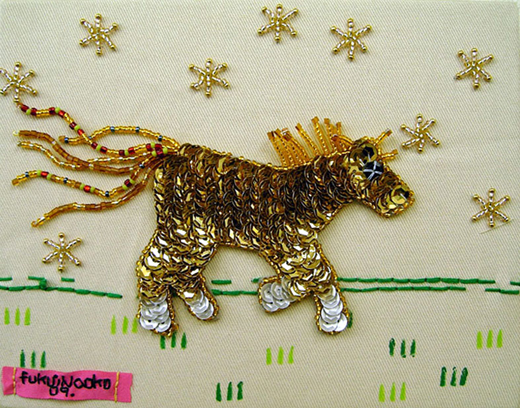 駆けるキラキラ馬(ゴールド）