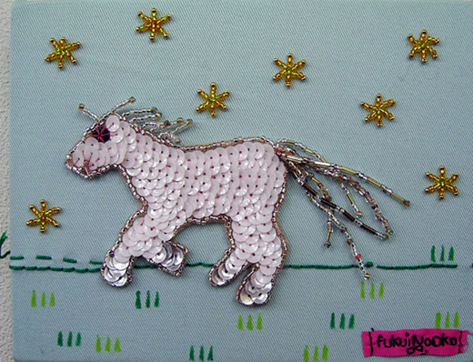 駆けるキラキラ馬(ホワイト）