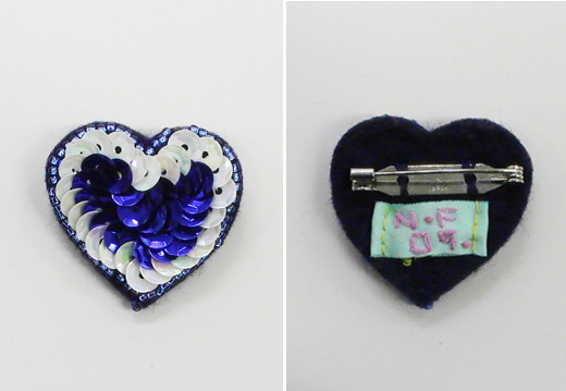 キラキラハート（小）　白×青