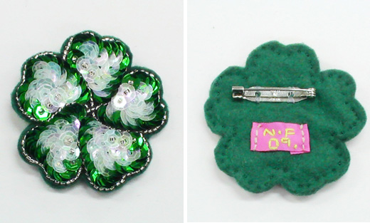 キラキラ花　緑×白