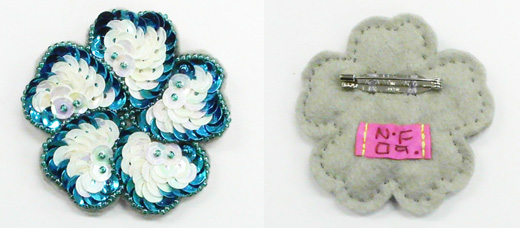 キラキラ花　白×水色