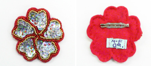 キラキラ花　赤×シルバー